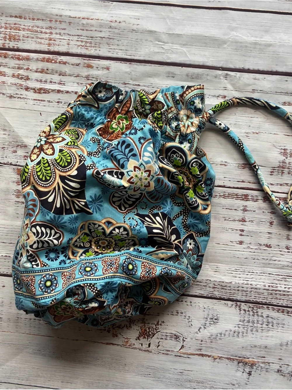 Vera Bradley Light Blue Floral Drawstring Shoulder Bag